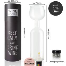 Geschenk-Set Wine Lovers Weinflasche XXL Glas 1 Stück 750 ml inklusive Kreidemarker und Reinigungsperlen