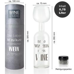 Geschenk-Set Wine Lovers Weinflasche XXL Glas Save Water, Drink Wine 750 ml 1 Stück inklusive Reinigungsperlen