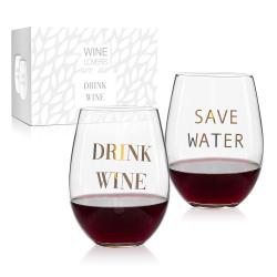 ILP Weinglas-Set Drink wine, save water 500 ml 2 Stück transparent