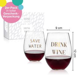 ILP Weinglas-Set Drink wine, save water 500 ml 2 Stück transparent