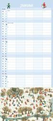 DUMONT - Ali Mitgutsch 2025 Familienkalender, 22x49,5cm, Planer mit 5 Spalten für die ganze Familie, Jahresübersicht 2026 und Schulferientabelle, deutsches Kalendarium