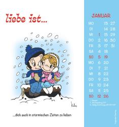 Alpha Edition - liebe ist...2025 Postkartenkalender, 16x17cm, Wandkalender mit Postkarten zum Heraustrennen, mit Aufsteller und deutschem Kalendarium