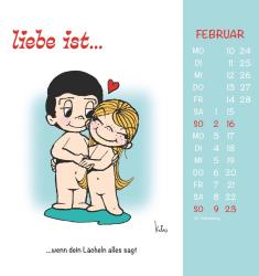 Alpha Edition - liebe ist...2025 Postkartenkalender, 16x17cm, Wandkalender mit Postkarten zum Heraustrennen, mit Aufsteller und deutschem Kalendarium