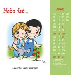 Alpha Edition - liebe ist...2025 Postkartenkalender, 16x17cm, Wandkalender mit Postkarten zum Heraustrennen, mit Aufsteller und deutschem Kalendarium