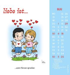 Alpha Edition - liebe ist...2025 Postkartenkalender, 16x17cm, Wandkalender mit Postkarten zum Heraustrennen, mit Aufsteller und deutschem Kalendarium