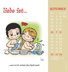 Alpha Edition - liebe ist...2025 Postkartenkalender, 16x17cm, Wandkalender mit Postkarten zum Heraustrennen, mit Aufsteller und deutschem Kalendarium