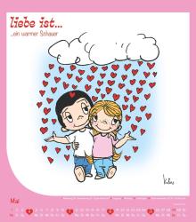 Alpha Edition - liebe ist...2025 Wandkalender, 30x34cm, Bildkalender mit schönen Sprüchen und Illustrationen, mit Mondphasen