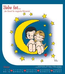 Alpha Edition - liebe ist...2025 Wandkalender, 30x34cm, Bildkalender mit schönen Sprüchen und Illustrationen, mit Mondphasen