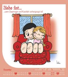 Alpha Edition - liebe ist...2025 Wandkalender, 30x34cm, Bildkalender mit schönen Sprüchen und Illustrationen, mit Mondphasen