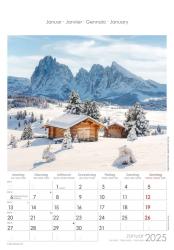 Alpha Edition - Alpen 2025 Bildkalender, 23,7x34cm, Wandkalender mit Platz für Notizen und vielen Infos, Bilder aus den Alpen, deutsches Kalendarium und Ferientermine DE/AT/CH