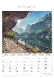 Alpha Edition - Alpen 2025 Bildkalender, 23,7x34cm, Wandkalender mit Platz für Notizen und vielen Infos, Bilder aus den Alpen, deutsches Kalendarium und Ferientermine DE/AT/CH