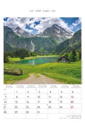 Alpha Edition - Alpen 2025 Bildkalender, 23,7x34cm, Wandkalender mit Platz für Notizen und vielen Infos, Bilder aus den Alpen, deutsches Kalendarium und Ferientermine DE/AT/CH