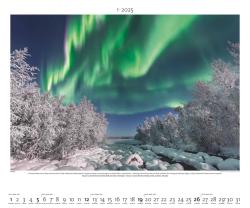 PALAZZI - Polarlicht 2025 Wandkalender, 60x50cm, Posterkalender mit brillanten Aufnahmen vom Naturspektakel, überwältigende Lichter, Erläuterungen auf dem Rückblatt, internationales Kalendar