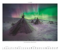 PALAZZI - Polarlicht 2025 Wandkalender, 60x50cm, Posterkalender mit brillanten Aufnahmen vom Naturspektakel, überwältigende Lichter, Erläuterungen auf dem Rückblatt, internationales Kalendar