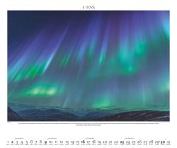 PALAZZI - Polarlicht 2025 Wandkalender, 60x50cm, Posterkalender mit brillanten Aufnahmen vom Naturspektakel, überwältigende Lichter, Erläuterungen auf dem Rückblatt, internationales Kalendar