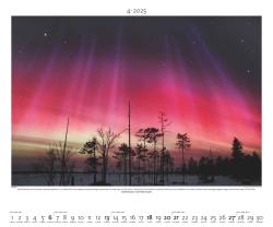 PALAZZI - Polarlicht 2025 Wandkalender, 60x50cm, Posterkalender mit brillanten Aufnahmen vom Naturspektakel, überwältigende Lichter, Erläuterungen auf dem Rückblatt, internationales Kalendar