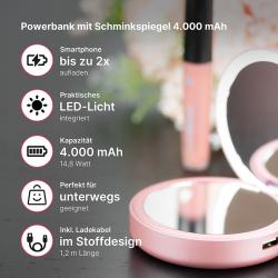 LOTTA POWER Schminkspiegel Powerbank 4000 mAh rosé