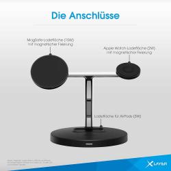 XLAYER 3-in-1 Powerstation mit Qi-Technologie für Apple Geräte schwarz