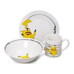 Geschirr-Set Pokémon Pikachu mit Tasse, Schale und Teller 3-teilig weiß/gelb