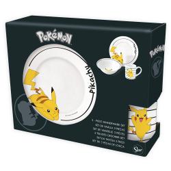 Geschirr-Set Pokémon Pikachu mit Tasse, Schale und Teller 3-teilig weiß/gelb