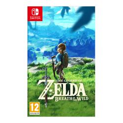 Cover des Spiels 'The Legend of Zelda: Breath of the Wild'. Abgebildet ist ein junger Mann mit Schwert und Schild in einer Landschaft.