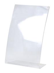 Prospektständer aus transparentem Material. Auf der Vorderseite ein rotes Logo 'PAGRO'. Dunkelblaue Fläche für Informationen. Magnethalterung.