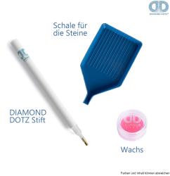 Bastelset für ein Mandala mit bunten Diamanten. Enthält verschiedene Farben und Formen.