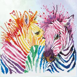 DIAMOND DOTZ Schmuckstein-Bild Rainbow Zebras 40 x 40 cm bunt