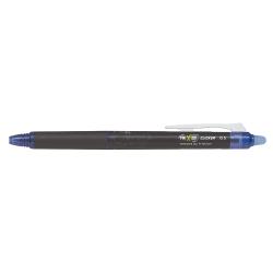 Schwarzer Stift mit blauer Mine. Entfernbare Tinte durch Reibung.