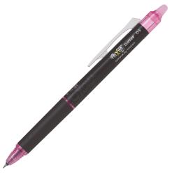 schwarzer Kugelschreiber mit pinken Akzenten. Der Stift hat eine Radierfunktion.