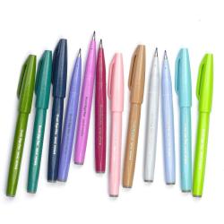 PENTEL Brush Sign Pen Faserschreiber mit flexibler Pinsel-ähnlicher Spitze blaugrau