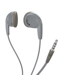 Graue Ohrhörer mit einem kurzen Kabel. Der Stecker ist 3,5 mm.