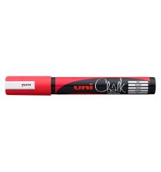 Roter Kreidemarker mit schwarzem Design. Auf der Verpackung sind mehrere Sprachen für die Farbe angegeben.