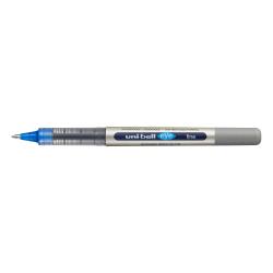 blauer Fineliner mit transparentem Körper. Spitze ist fein. Aufschrift 'uni-ball eye fine'. Wasserfest und lichtbeständig.