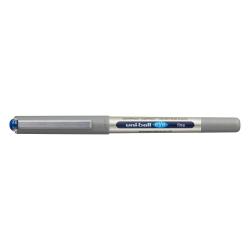 blauer Fineliner mit transparentem Körper. Spitze ist fein. Aufschrift 'uni-ball eye fine'. Wasserfest und lichtbeständig.