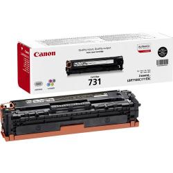 Schwarze Farbtonerkartusche von Canon, Modell 731. Verpackung zeigt das Produkt und enthält Informationen über die Kompatibilität mit Druckern.