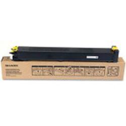 schwarze Tonerkartusche, länglich, mit gelben Clips. Verpackt in brauner Kartonbox, einfache Anleitung auf der Box.