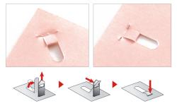 blauer Hefter ohne Klammern. Ergonomisches Design mit transparentem oberen Teil.