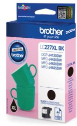 Schwarze Tintenpatrone von Brother. Verpackung zeigt einen grünen Becher und enthält Produktinformationen.