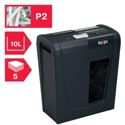 Schredder in schwarz mit 10L Behälter. Zerkleinert bis zu 5 Blätter gleichzeitig.