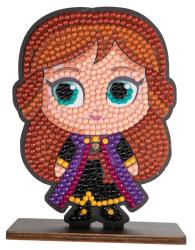 Disney Frozen Crystal Art Kit. Figur einer jungen Frau mit braunen Haaren und großen Augen. Bunte, glitzernde Steine zur Dekoration. Enthält alle Werkzeuge. Für Kinder ab 6 Jahren.