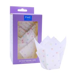 Papierbackformen Tulpenform Punkte 24 Stück