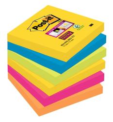 Post-it Haftnotizen - Super Sticky, Rio de Janeiro Collection, 76 x 76mm, bunt 