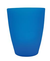Vier wiederverwendbare Becher in verschiedenen Farben. Jeder Becher hat ein Fassungsvermögen von 200 ml.