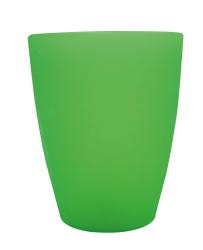 Vier wiederverwendbare Becher in verschiedenen Farben. Jeder Becher hat ein Fassungsvermögen von 200 ml.