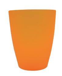 Vier wiederverwendbare Becher in verschiedenen Farben. Jeder Becher hat ein Fassungsvermögen von 200 ml.