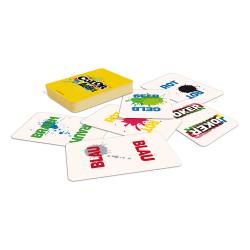 Spielverpackung für Color Addict. Bunte Farben und Karten mit Farbnamen.