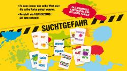 Spielverpackung für Color Addict. Bunte Farben und Karten mit Farbnamen.