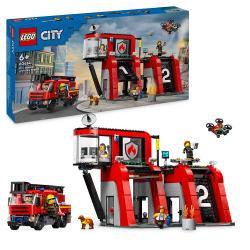 LEGO® City Feuerwehrstation mit Drehleiterfahrzeug 843 Teile 60414