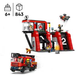 LEGO® City Feuerwehrstation mit Drehleiterfahrzeug 843 Teile 60414